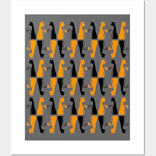 Halloween Black and Orange Cat Posters and Art